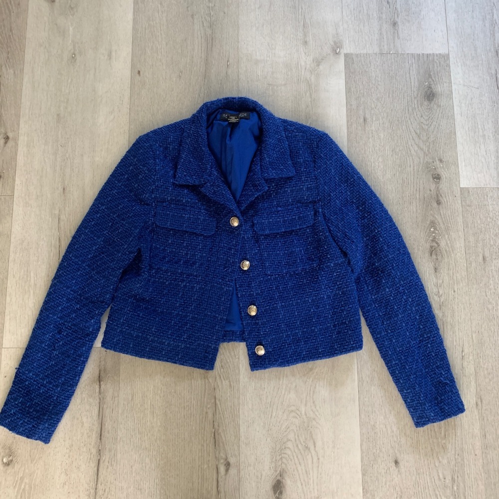 Rachel Zoe Royal Blue Tweed Cropped Blazer